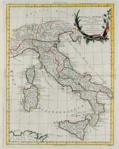 Mapa político de Italia, grabado por G. Zuliani del "Atlas Más Nuevo" publicado en Venecia en 1785 por Antonio Zatta, Colección Privada de G. Zuliani
