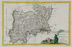 Provincia de Middlesex, grabado por G. Zuliani del "Atlas Más Nuevo" publicado en Venecia en 1779 por Antonio Zatta, Colección Privada