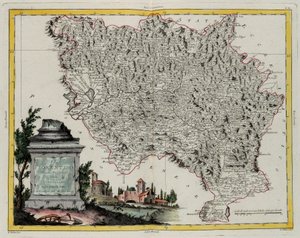 Territorio de Florencia, grabado por G. Zuliani tomado del Tomo II del "Atlas Más Nuevo" publicado en Venecia en 1783 por Antonio Zatta, Colección Privada de G. Zuliani
