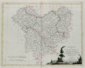 Los Palatinados de Krakov, Lekzyca, Sieradz, Sandomir y Lublin, grabado por G. Zuliani del "Atlas Más Nuevo" publicado en Venecia en 1781 por Antonio Zatta, Colección Privada de G. Zuliani