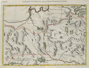La parte occidental de Nueva Francia o Canadá, grabado por G. Zuliani tomado del Tomo I del "Atlas Más Nuevo" publicado en Venecia en 1778 por Antonio Zatta, Colección Privada de G. Zuliani