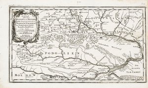 Mapa que muestra Poltava y Bender de Gabriel Bodenehr the Elder