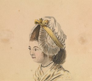 Cabeza de mujer con gorro de volantes, c.1774 (acuarela) de Gabriel Bray