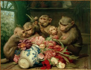 Botánico (monos con jarrón de flores)