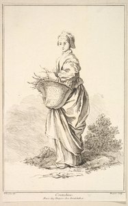 Campesina, del Recueil de diverses figures étrangères inventadas por F. Boucher de Gabriel Huquier