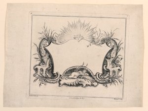 Escudo, de "Recueil Nouveau de Differens Cartouche" de Gabriel Huquier