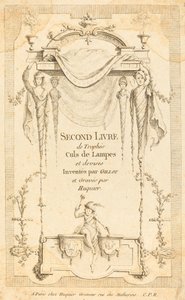 Segundo libro de trofeos, culs de lampes y divisas: página de título de Gabriel Huquier after Claude Gillot