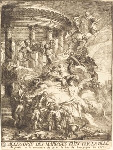 Alegoría de los matrimonios hechos por la ciudad de París al nacimiento del Duque de Borgoña de Gabriel Jacques de Saint Aubin