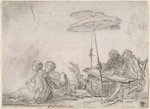 Dibujantes al aire libre de Gabriel Jacques de Saint Aubin