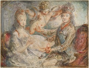 Luis XVI y María Antonieta coronados por el amor de Gabriel Jacques de Saint Aubin