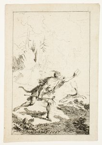 Mensajero Enviado a M. Saint-Denis, por M. Belle-Isle, Prisionero, lámina tres de Los Nuevos Viajes a las Indias Occidentales de Gabriel Jacques de Saint Aubin