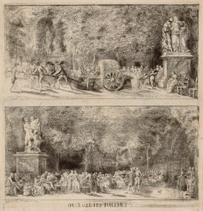 Escenas de las Tullerías: Las Sillas y el Carro de Agua de Gabriel Jacques de Saint Aubin