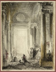 La entrada de la Academia de Arquitectura en el Louvre