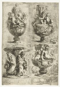 Cuatro jarrones de Gabriel Jacques de Saint Aubin