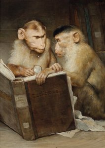 Los sabios (Dos monos sosteniendo un libro abierto) de Gabriel Max