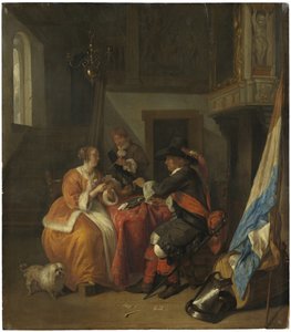 Un Juego de Cartas, c.1655-9 de Gabriel Metsu