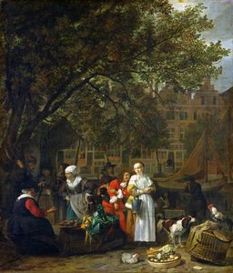 Un mercado de hierbas en Ámsterdam de Gabriel Metsu