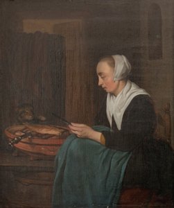 Una vendedora dormida de Gabriel Metsu