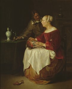 La encajera (óleo sobre tabla) de Gabriel Metsu