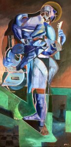 El guitarrista, 2021 (óleo sobre tabla) de Gabriel Palma