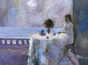 Mujer junto al mar, 2020 (óleo sobre lienzo) de Gabriel Palma