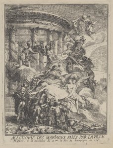 Alegoría de los matrimonios hechos por la ciudad de París al nacimiento del duque de Borgoña, 1751 de Gabriel de Saint Aubin