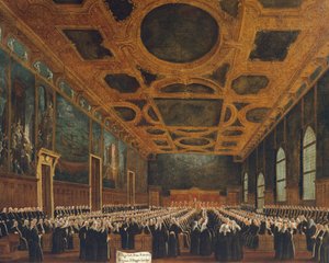 Sala del Gran Consejo en el Palacio Ducal, por Gabriel Bella (1730-1799) de Gabriele Bella