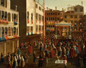 Italia, Veneto, Venecia, Feria en Campo San Luca de Gabriele Bella