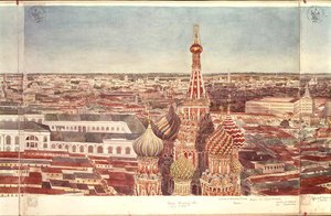 Panorama de Moscú, representando la Catedral de San Basilio, 1819 de Gadolle