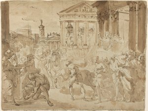Una procesión triunfal en la antigua Roma de Gaetano Gandolfi
