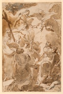 Dibujo, La Trinidad y los Apóstoles, San Pedro y San Pablo, 1770-80 de Gaetano Gandolfi