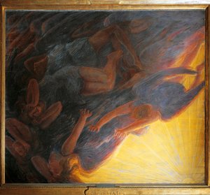 Caída de los ángeles, panel central del tríptico de Gaetano Previati