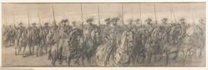 Soldados españoles (lápiz sobre papel) de Gaetano Previati