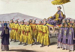 Emperador Chien Lung llevado en triunfo, lámina 18 de Le Costume Ancien et Moderne por Jules Ferrario, publicado c.1820s-30s de Gaetano Zancon