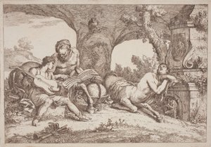 Quirón enseña música a Aquiles de Gaetano Zompini, after Giovanni Benedetto Castiglione