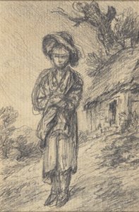 Niño junto a una cabaña de Gainsborough Dupont
