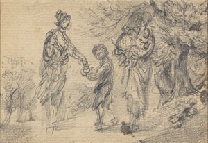 Paisaje con dos mujeres y un niño de Gainsborough Dupont