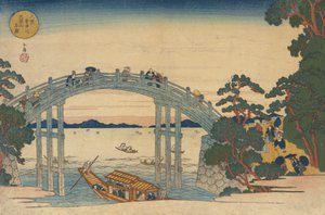 Puente de piedra sobre el río Aji, Osaka, 1838 de Gakutei