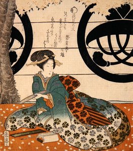 Belleza viendo flores de Gakutei Harunobu