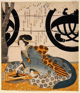 Belleza viendo flores de Gakutei Harunobu
