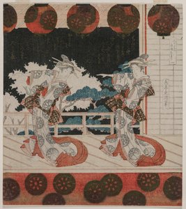 La danza en Furuichi para el grupo Hisagataya de Gakutei Harunobu