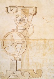Dibujo del reloj de péndulo de Galileo, manuscrito por Galileo Galilei (1564-1642), 85 gal, f 50 r.