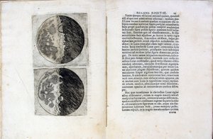 Hoja del libro Sidereus Nuncius Mensajero Sideral de Galileo Galilei, 1610