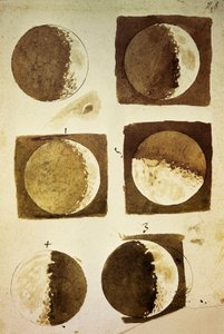 Sidereus Nuncius (Mensajero Estelar) con dibujos de las fases y la superficie de la Luna de Galileo Galilei