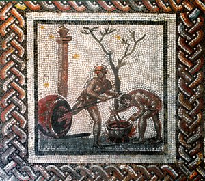 Escena de jarra poistering. (mosaico, finales del siglo II, principios del siglo III) de Gallo Roman