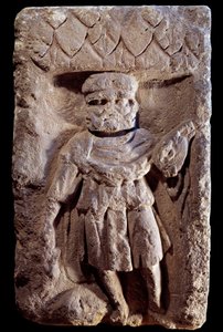 Arte Galo-Romano: divinidades tricefálicas o Mercurio con tres cabezas. Relieve en piedra. Siglo I a.C. - siglo V d.C. de Gallo Roman