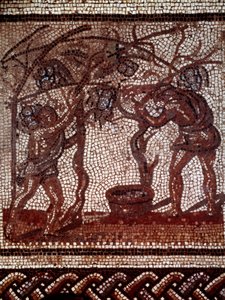 Arte galo-romano: otoño: recogida de manzanas y cosecha (mosaico) de Gallo Roman Gallo Roman