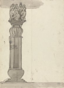 Dibujo de una columna de Ekvera de Gangaram Chintaman Tambat