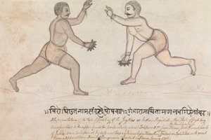 Dos Jeyties peleando de Gangaram Chintaman Tambat