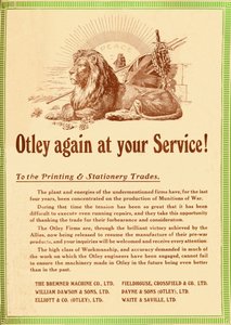 Otley nuevamente a su servicio - Para las industrias de impresión y papelería, 1919